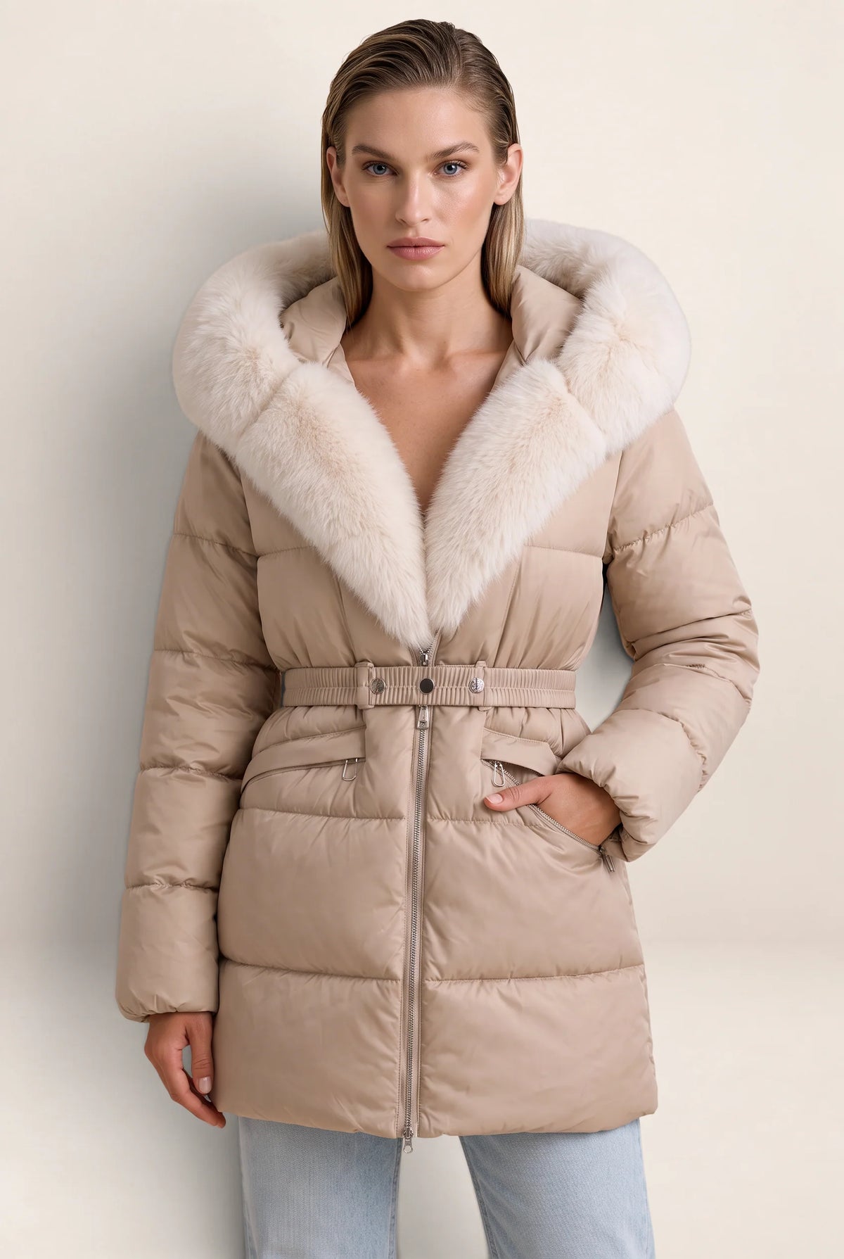 Women's Hooded Puffer Jacket with Faux Fur Trim | Stylish Winter Coat