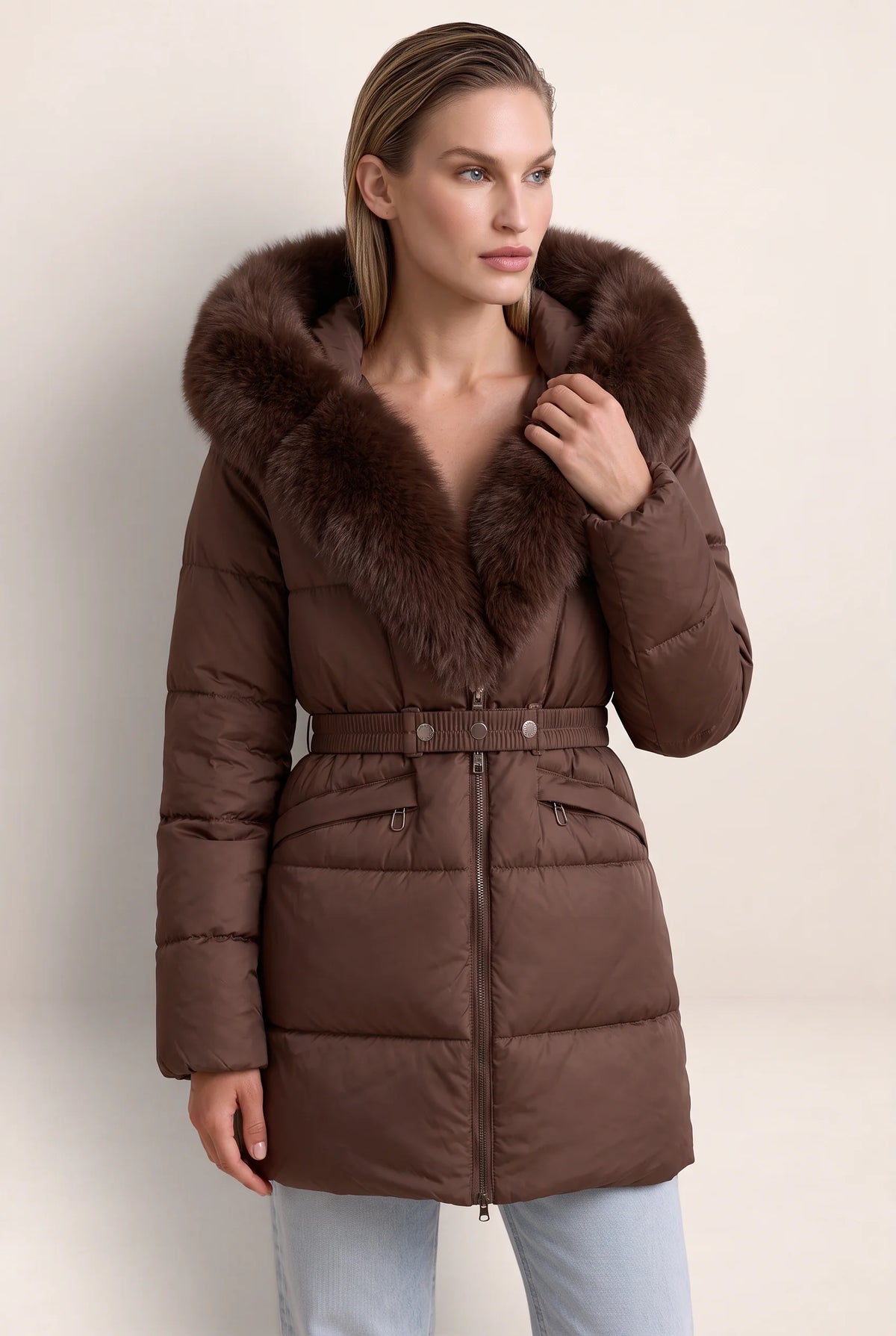Women's Hooded Puffer Jacket with Faux Fur Trim | Stylish Winter Coat
