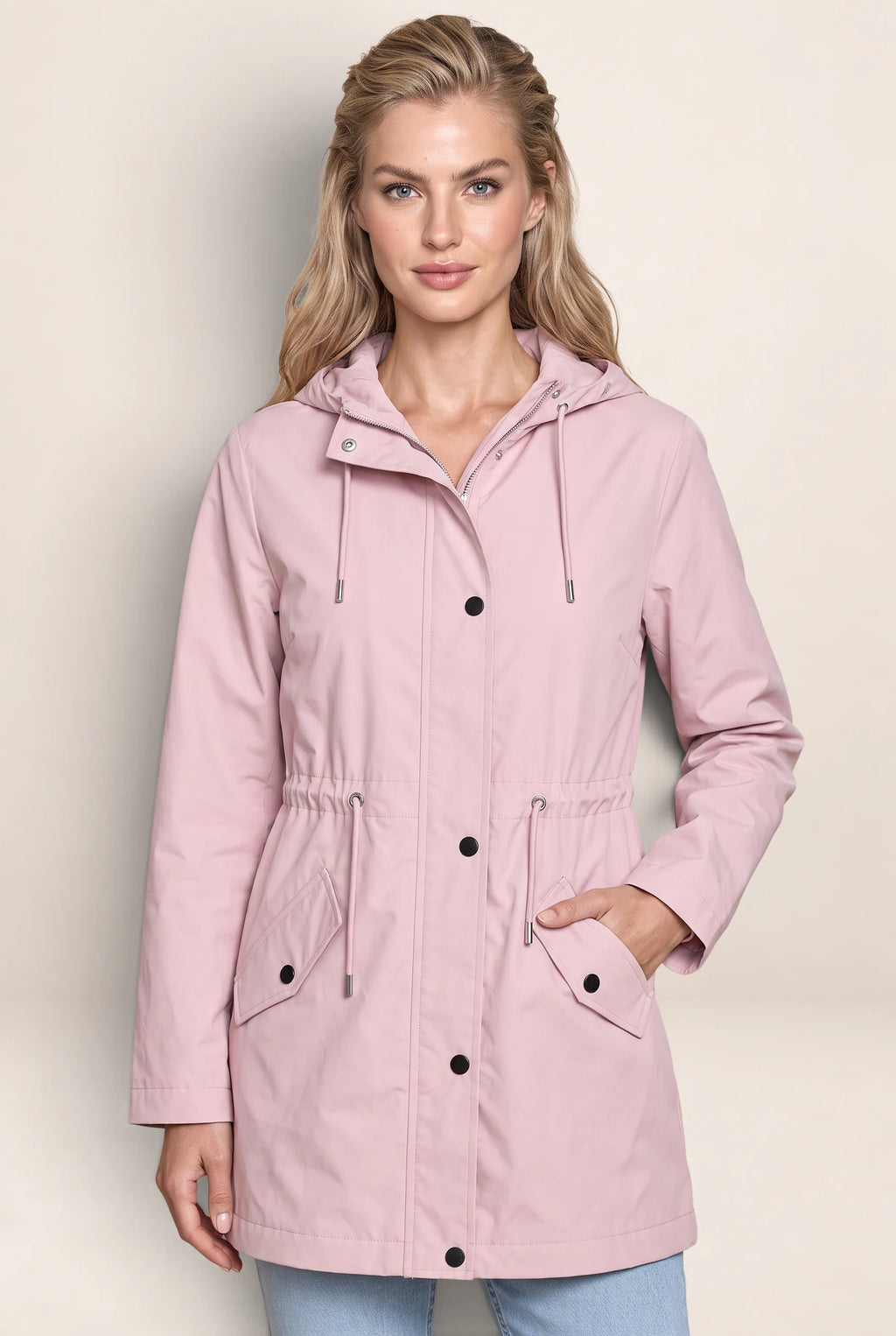 Women's Jacket with Hood & Adjustable Waist