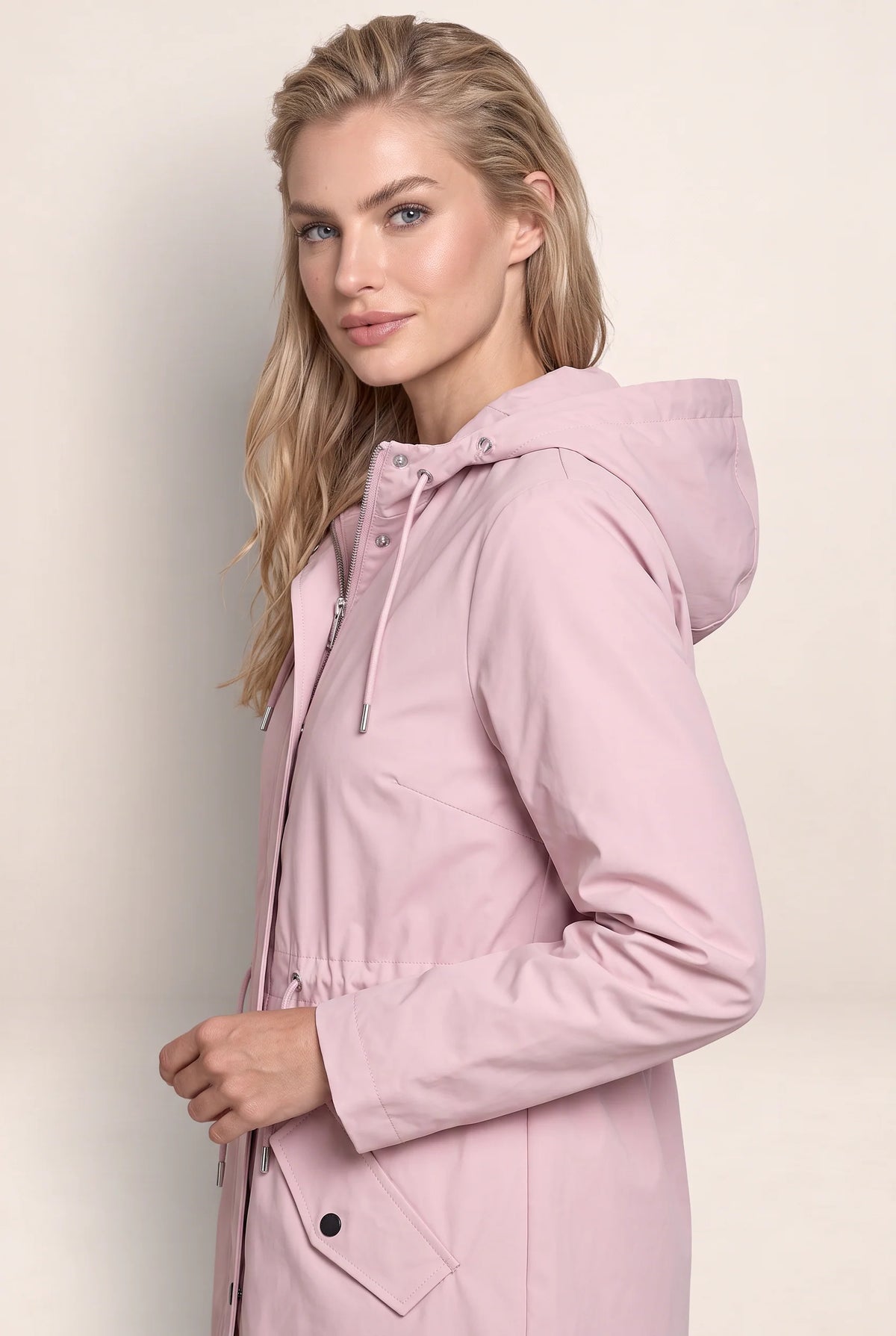 Women's Jacket with Hood & Adjustable Waist