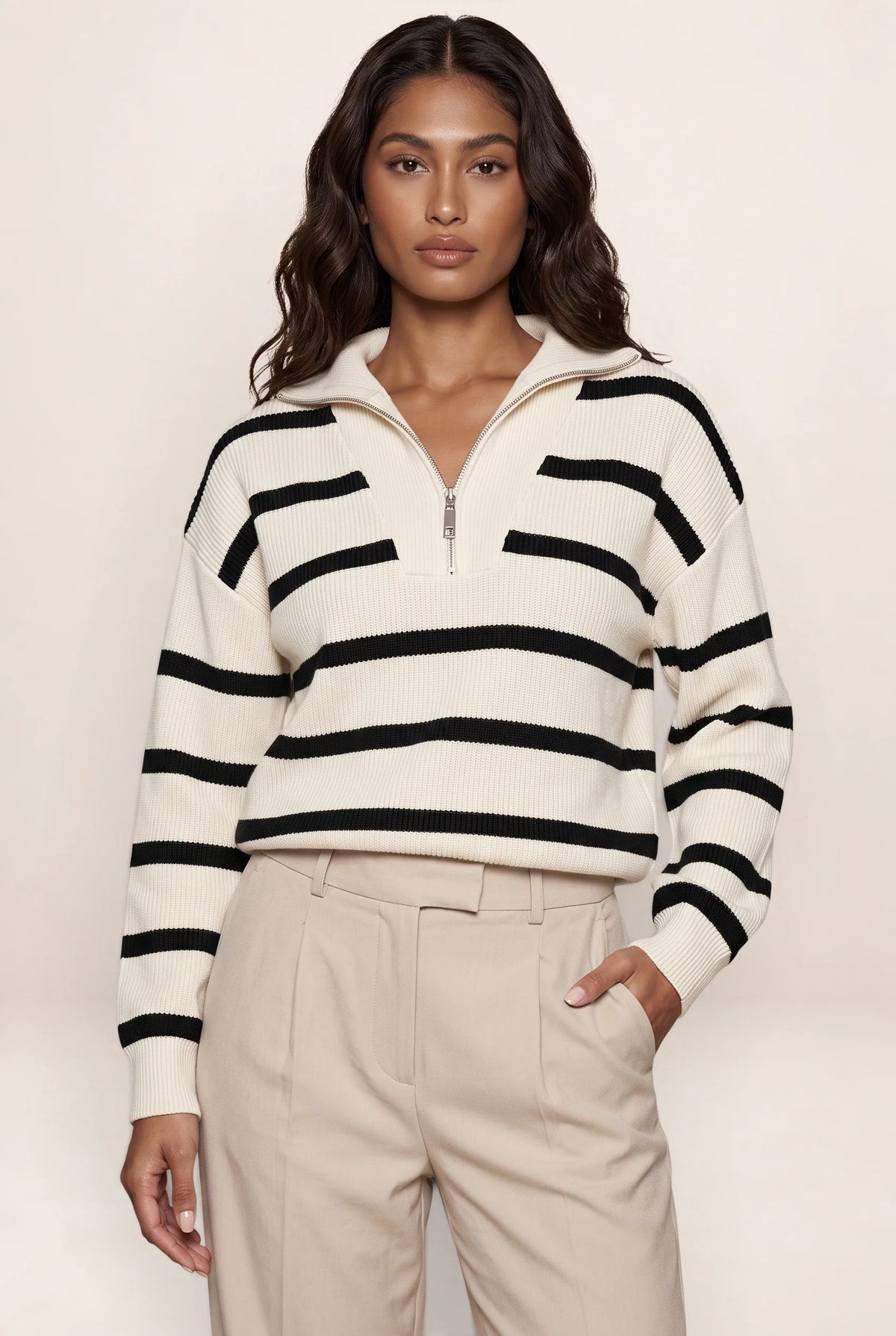 Women's Jumper with Half-Zip Design | Relaxed Fit for Effortless Style