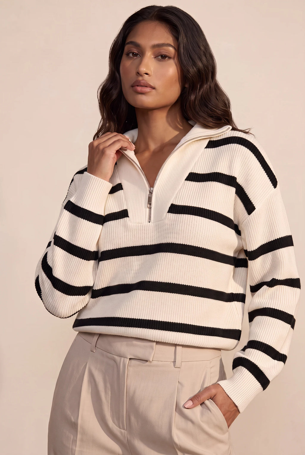 Women's Jumper with Half-Zip Design | Relaxed Fit for Effortless Style