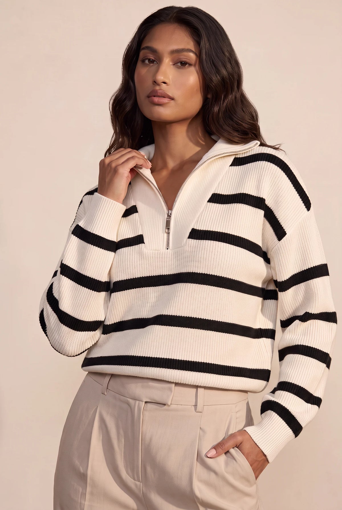 Women's Jumper with Half-Zip Design | Relaxed Fit for Effortless Style