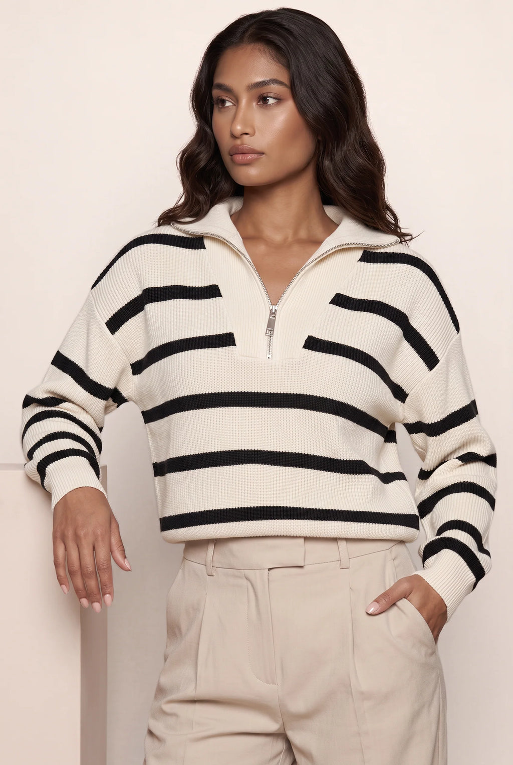 Women's Jumper with Half-Zip Design | Relaxed Fit for Effortless Style
