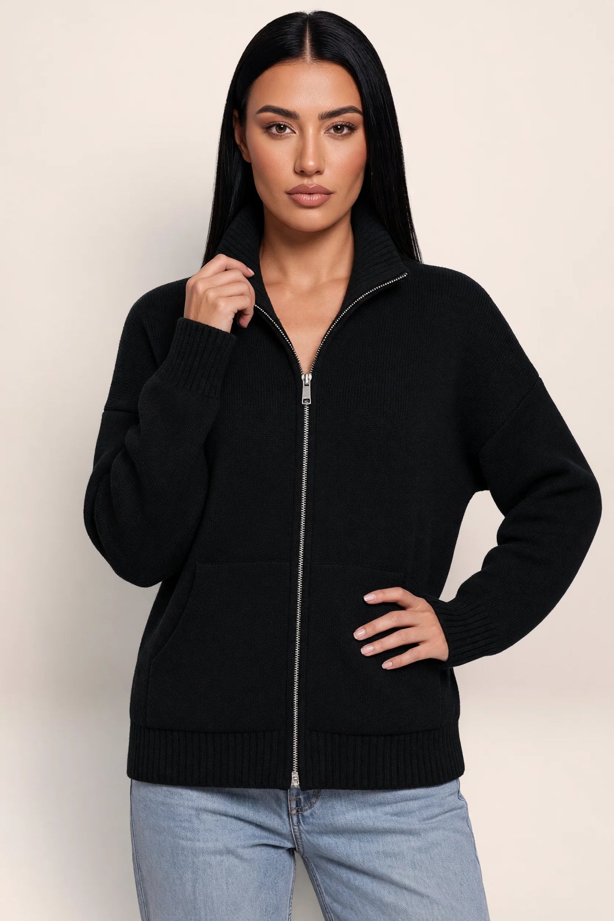 Women's Jumper with Half Zip Funnel Neck | Stylish Comfort for Chilly Days