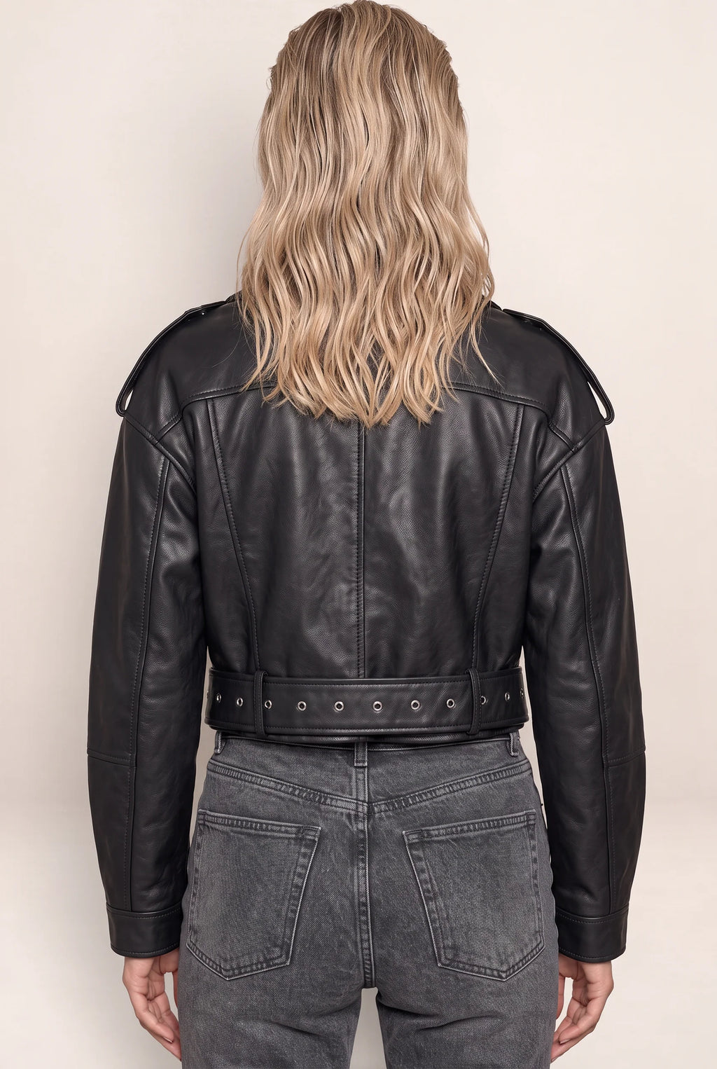 Women's Leather Look Biker Jacket
