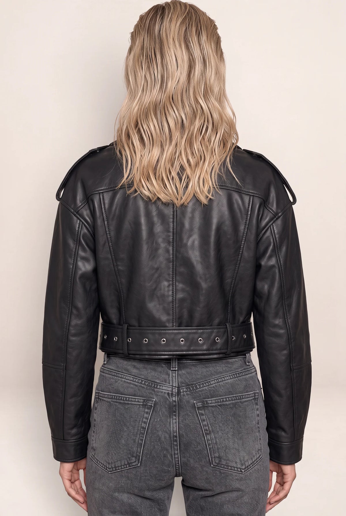 Women's Leather Look Biker Jacket