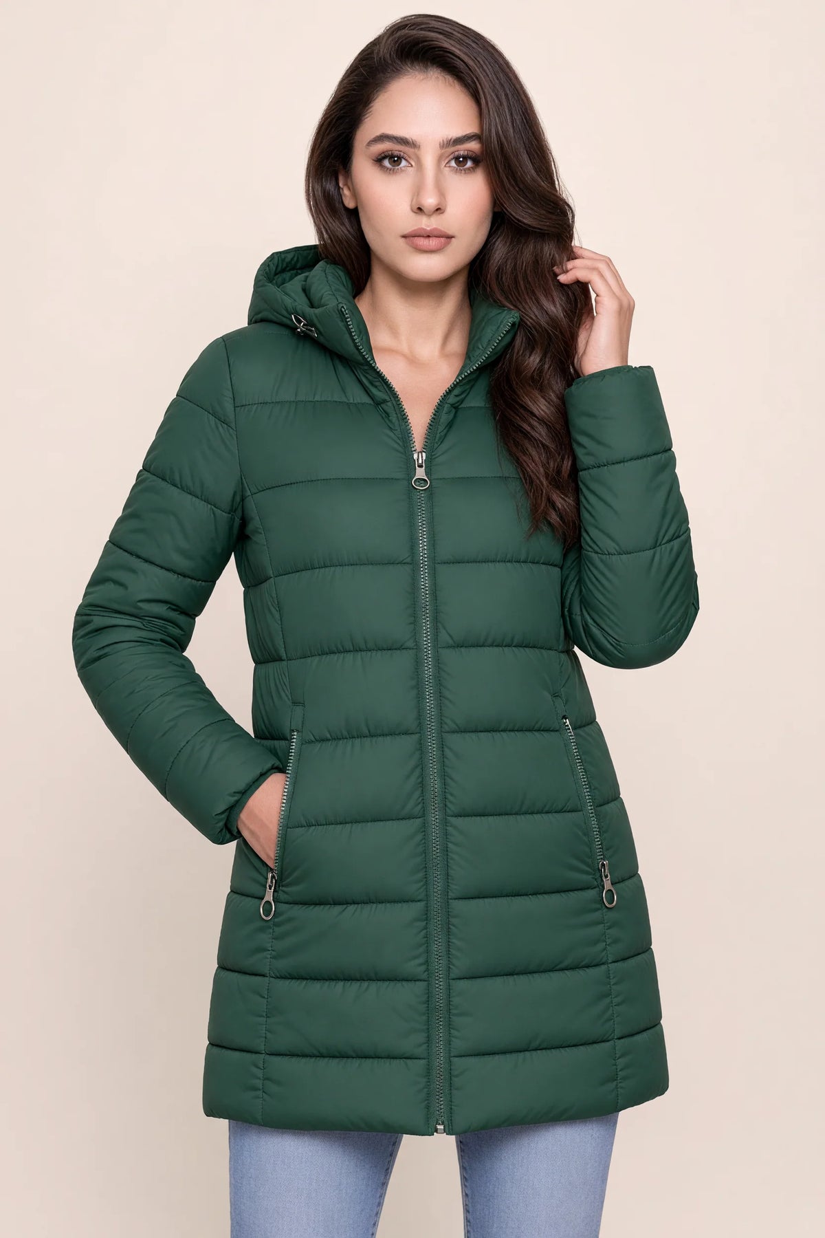Women's Longline Quilted Winter Puffer Coat