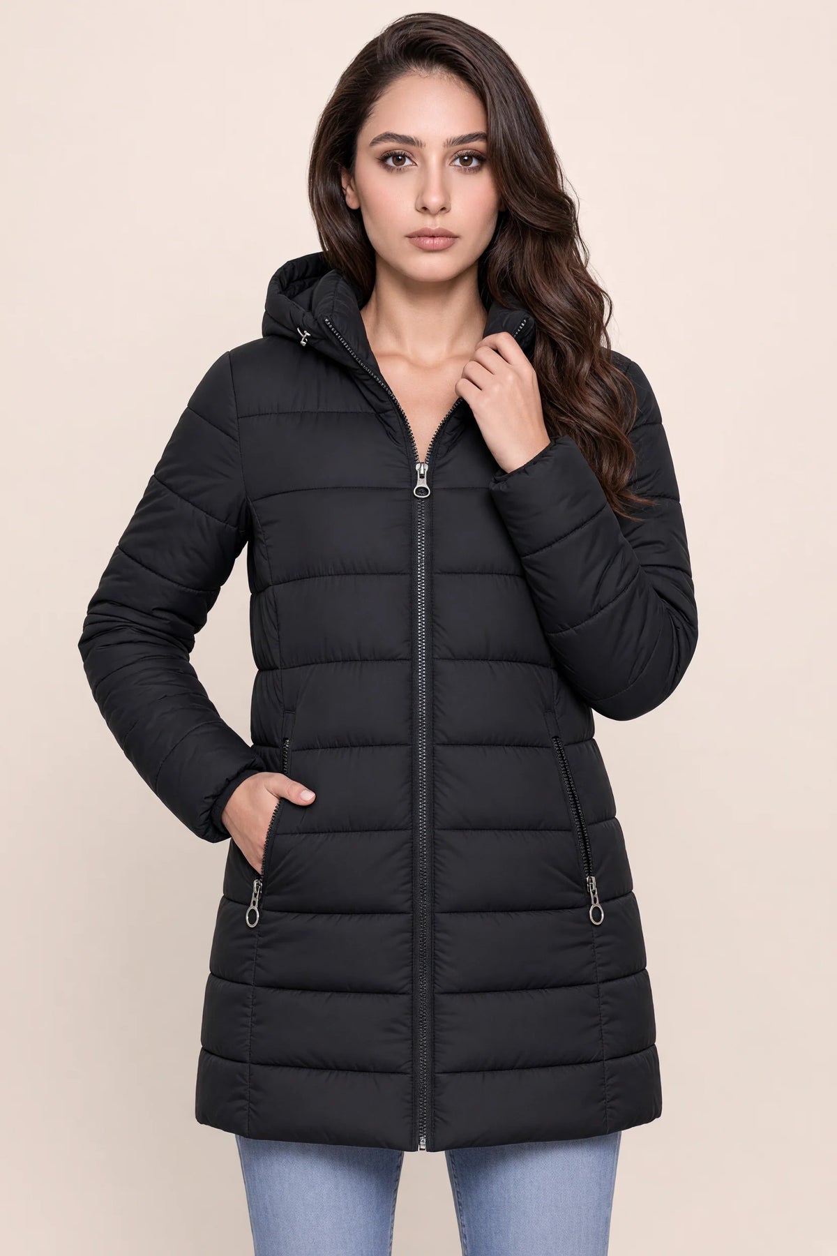 Women's Longline Quilted Winter Puffer Coat