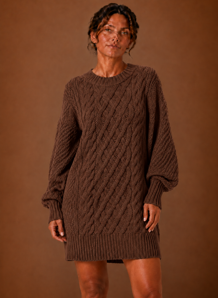 Women's Oversized Cable Knit Sweater Dress