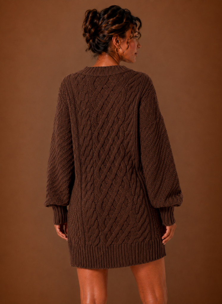 Women's Oversized Cable Knit Sweater Dress
