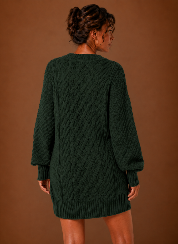 Women's Oversized Cable Knit Sweater Dress