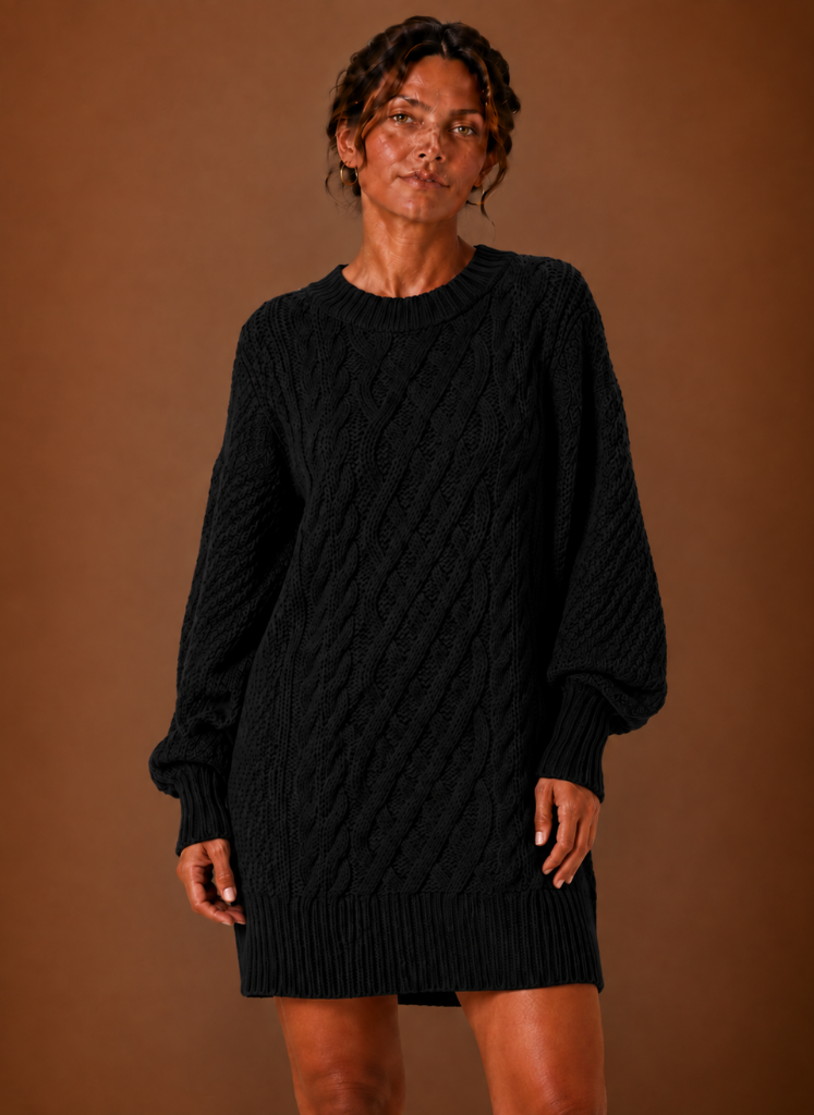 Women's Oversized Cable Knit Sweater Dress