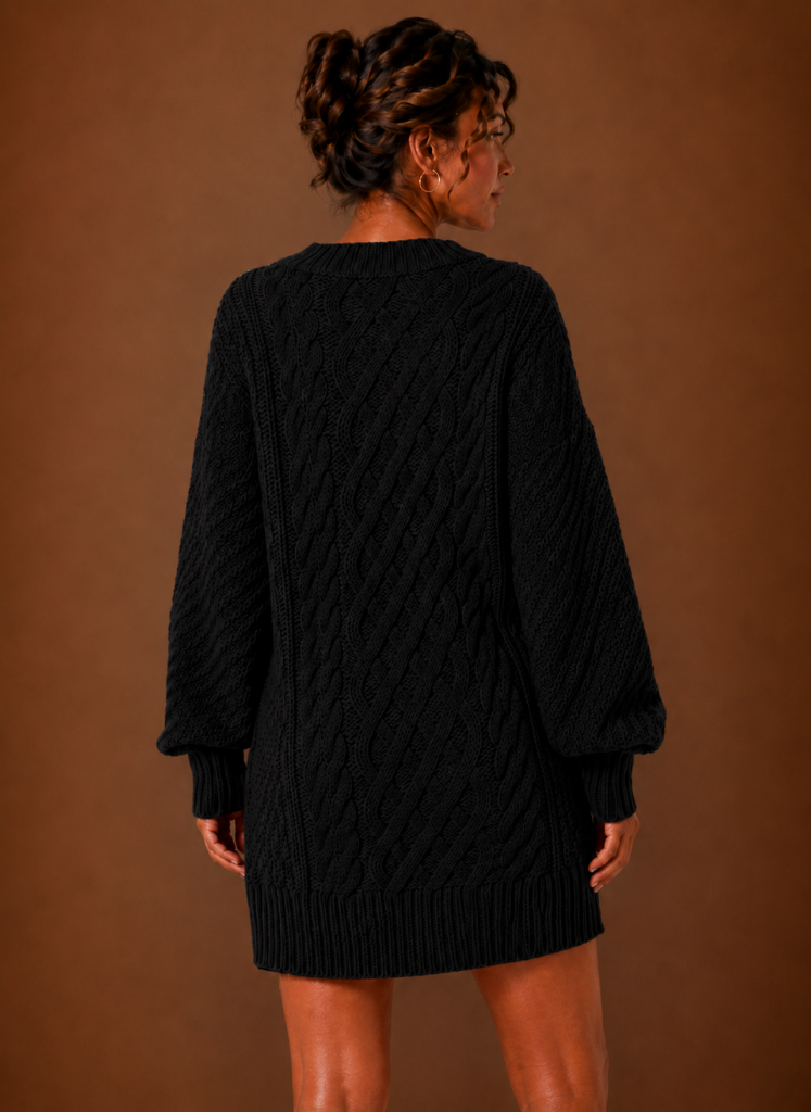 Women's Oversized Cable Knit Sweater Dress