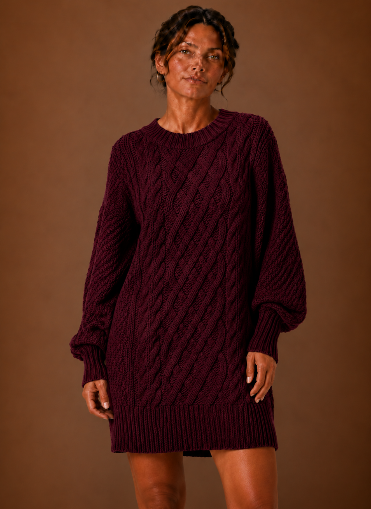 Women's Oversized Cable Knit Sweater Dress