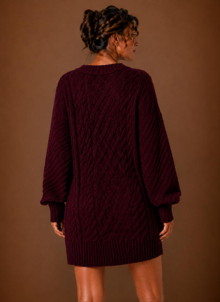 Women's Oversized Cable Knit Sweater Dress