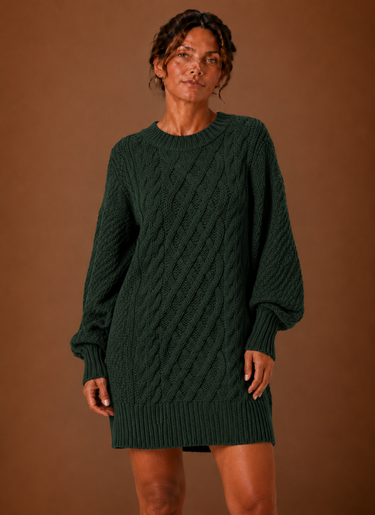 Women's Oversized Cable Knit Sweater Dress