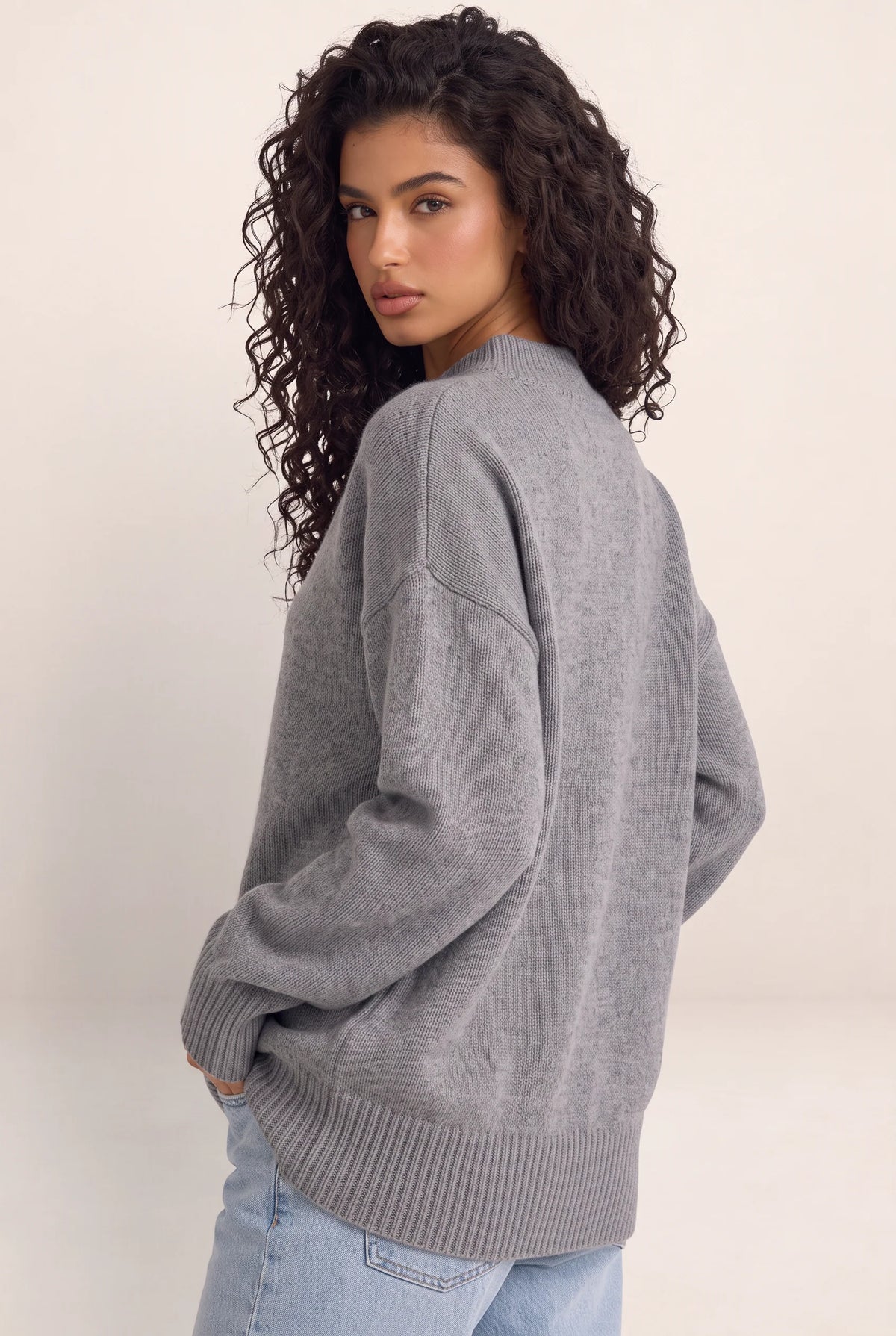 Women’s Oversized Knit Jumper – High Neck Longline Relaxed Fit