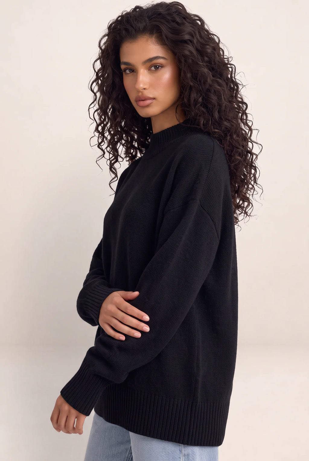 Women’s Oversized Knit Jumper – High Neck Longline Relaxed Fit