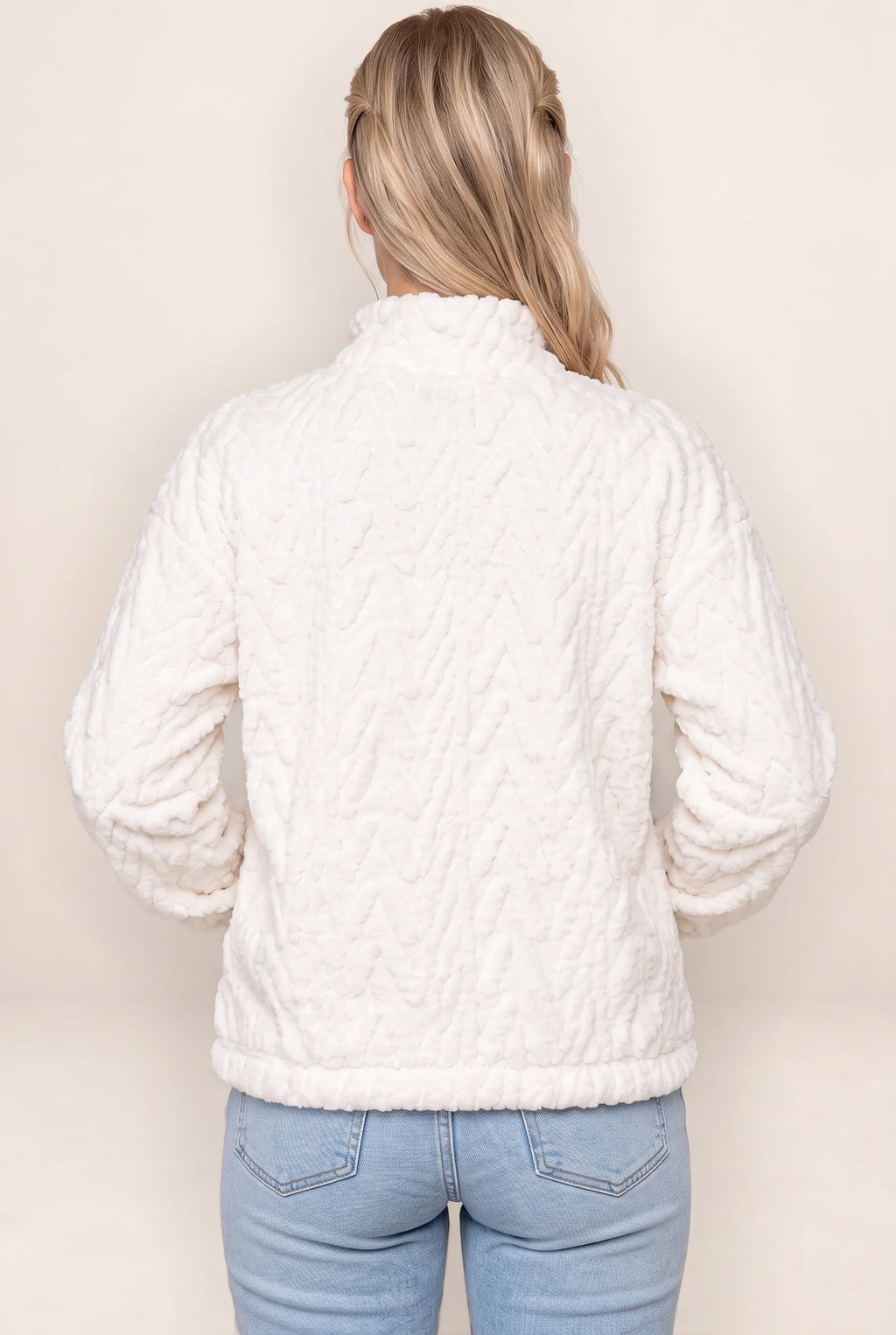 Women's Plush Half Zip Pullover with High Neck Design