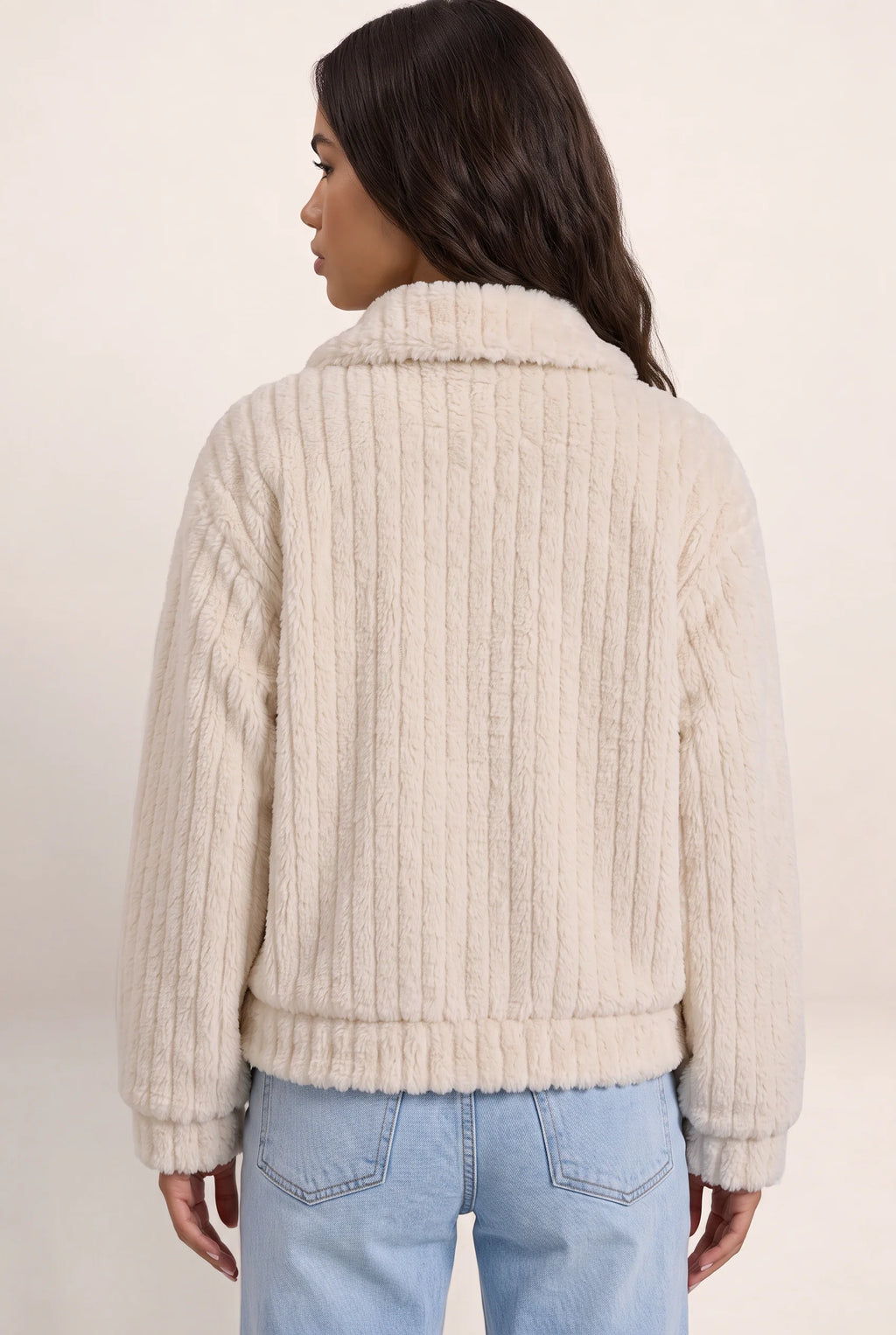 Women's Plush Teddy Jacket with Button-Up Front