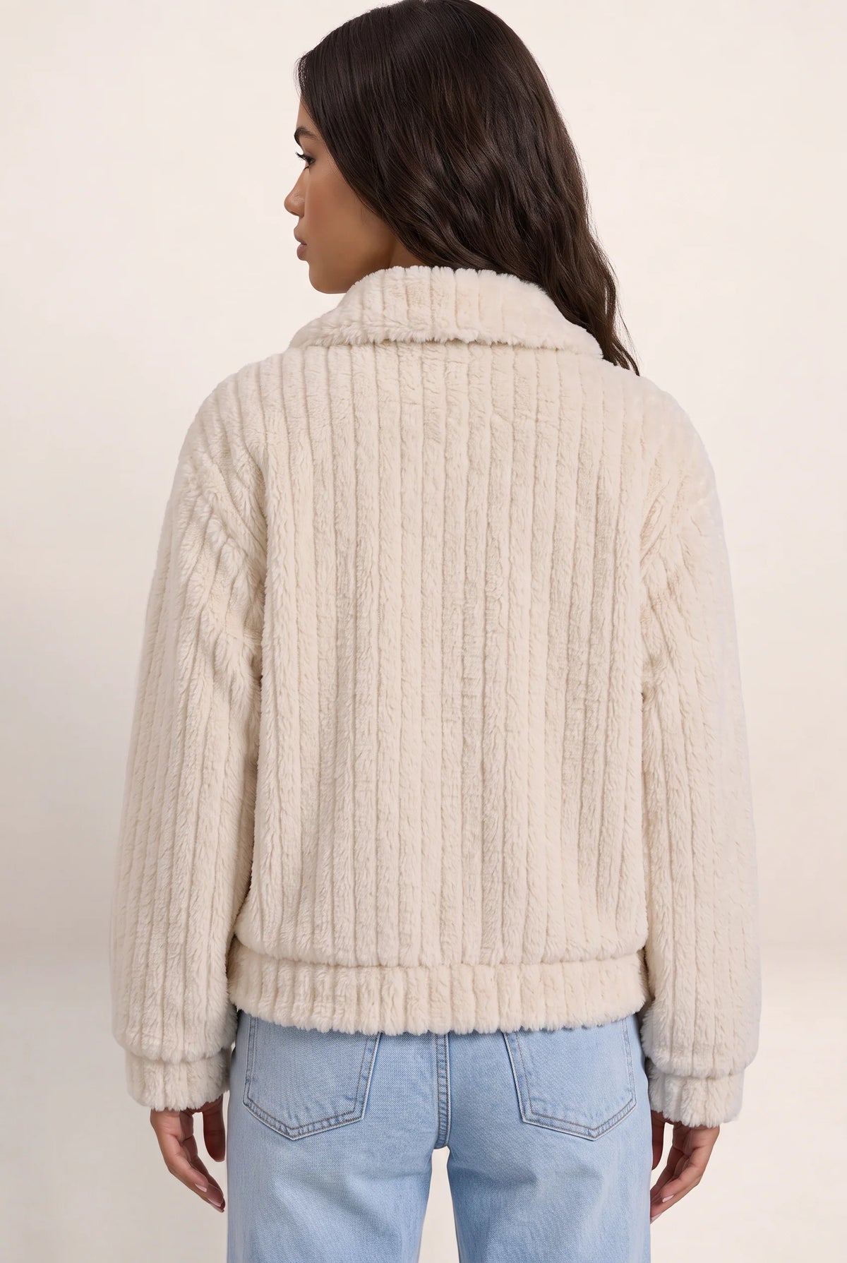 Women's Plush Teddy Jacket with Button-Up Front