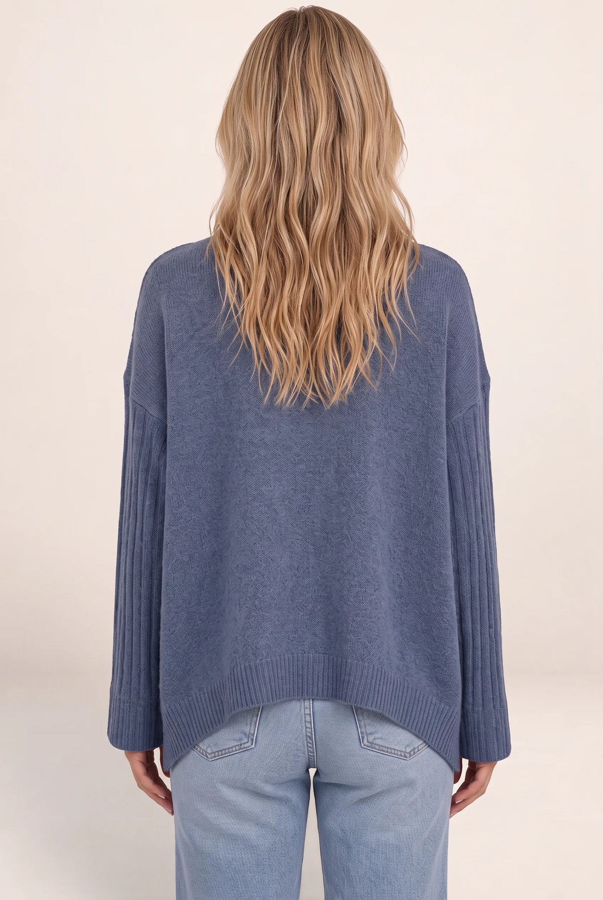 Women's Roll Neck Oversized Jumper – Soft Knit Longline Sweater