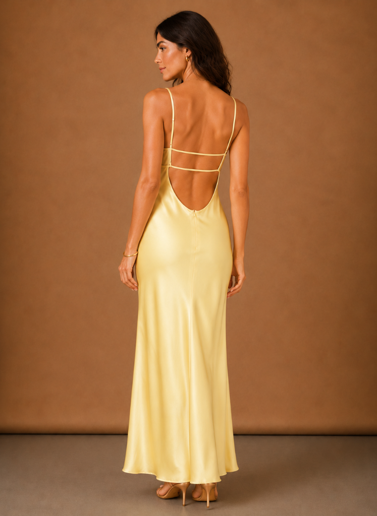 Women’s Satin Cowl Neck Maxi Dress – Elegant Evening Occasion