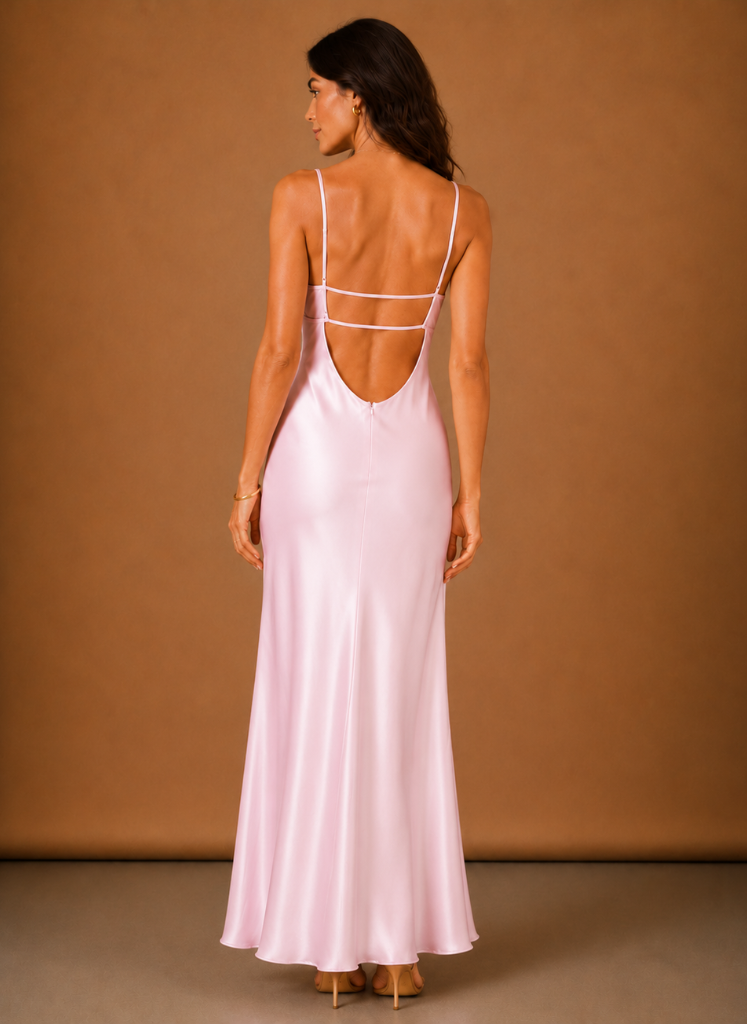 Women’s Satin Cowl Neck Maxi Dress – Elegant Evening Occasion