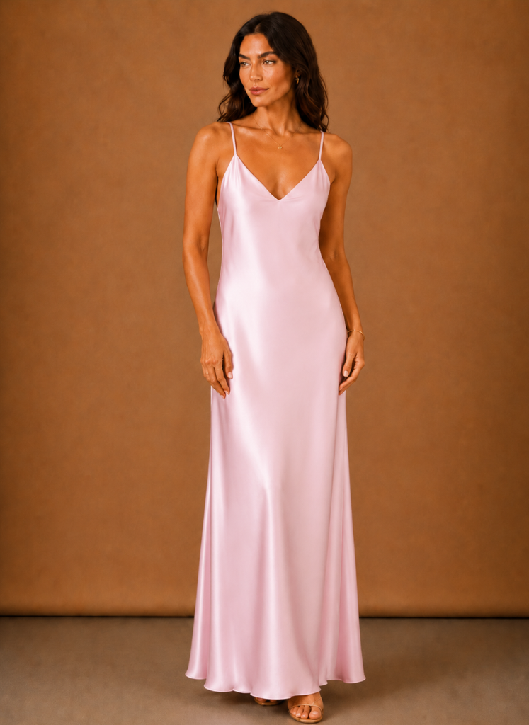 Women’s Satin Cowl Neck Maxi Dress – Elegant Evening Occasion