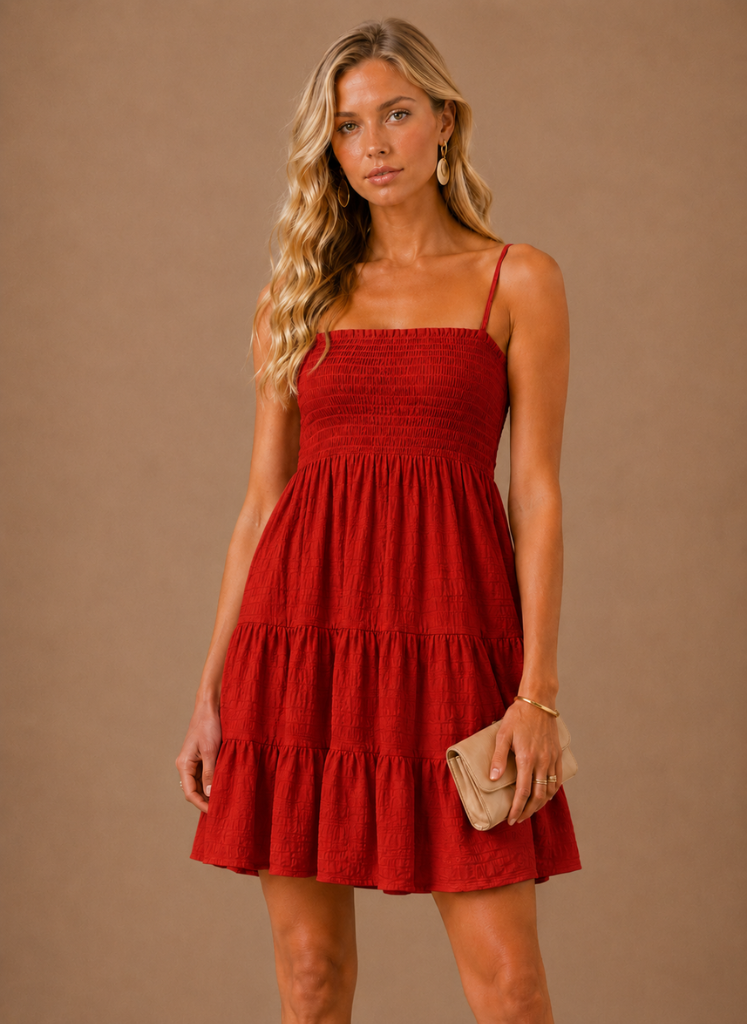 Women's Smocked Mini Dress – Tiered Summer Casual