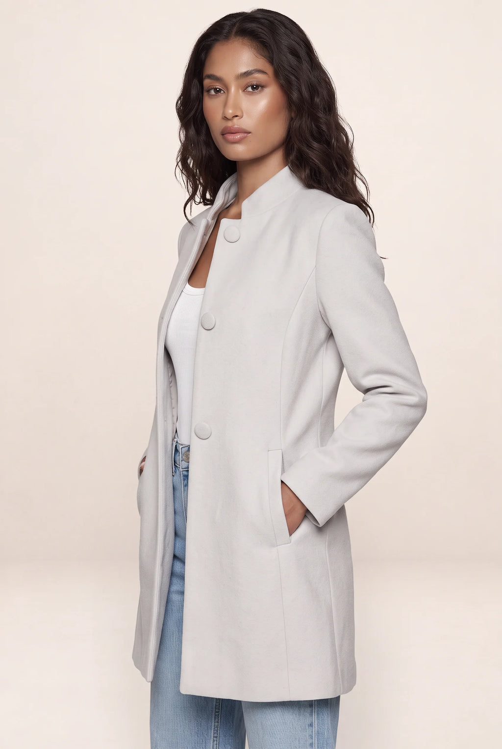 Women’s Tailored Coat – Button Front Longline Jacket