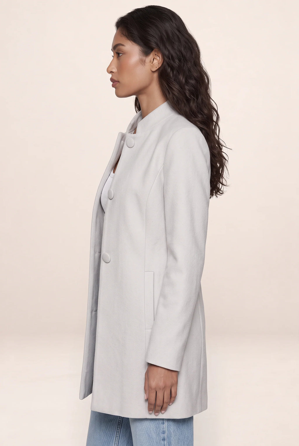 Women’s Tailored Coat – Button Front Longline Jacket