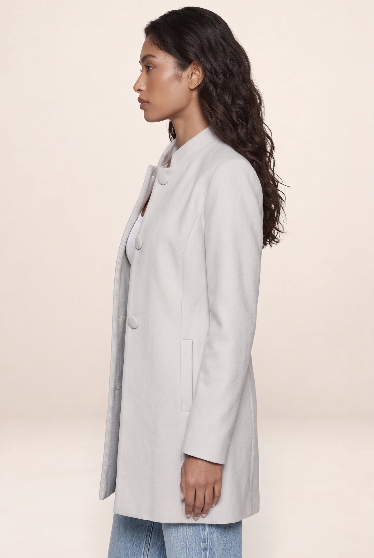 Women’s Tailored Coat – Button Front Longline Jacket