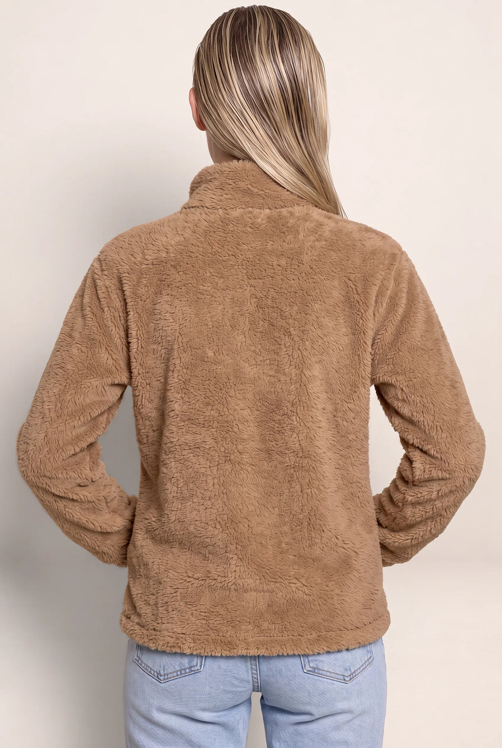 Women’s Teddy Fleece Zip-Up Jacket – Soft High Neck Jumper