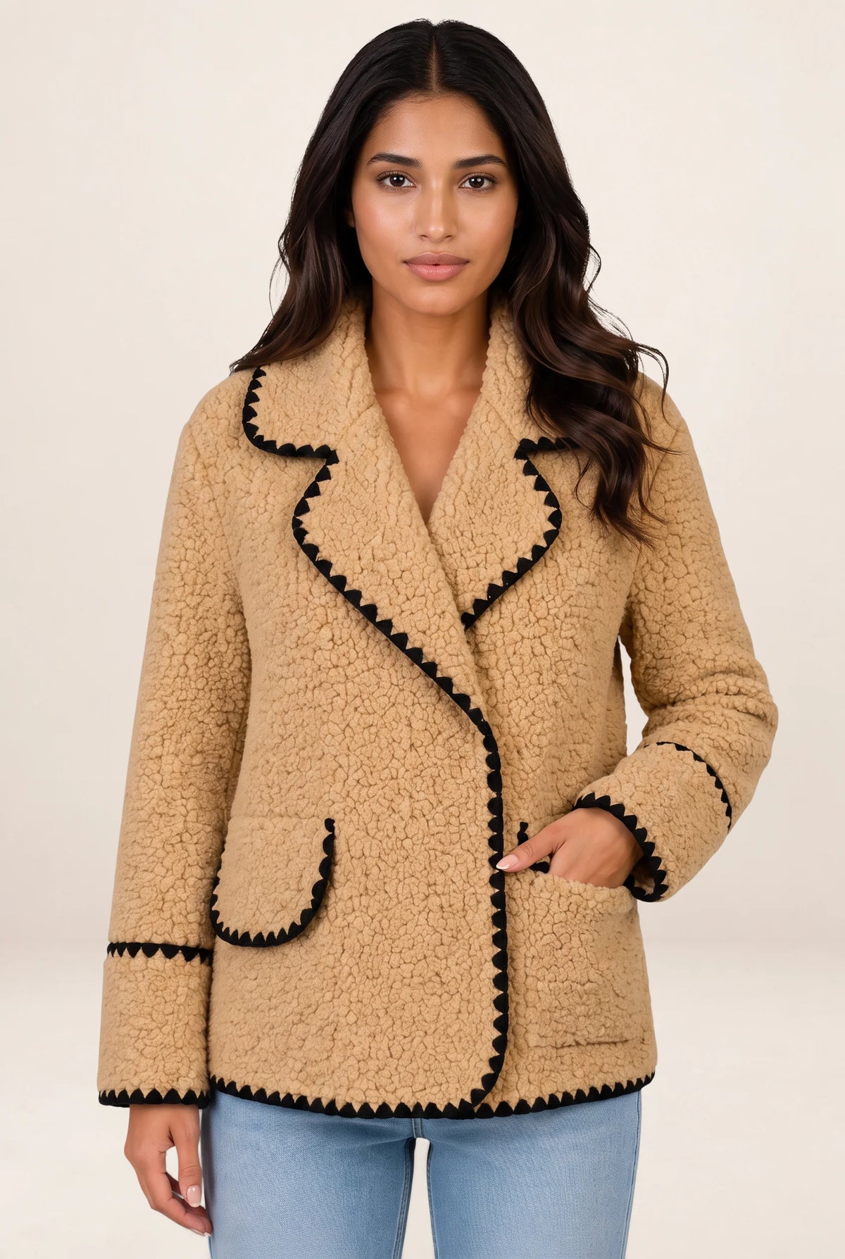 Women's Teddy Fleece  Jacket with Button Front
