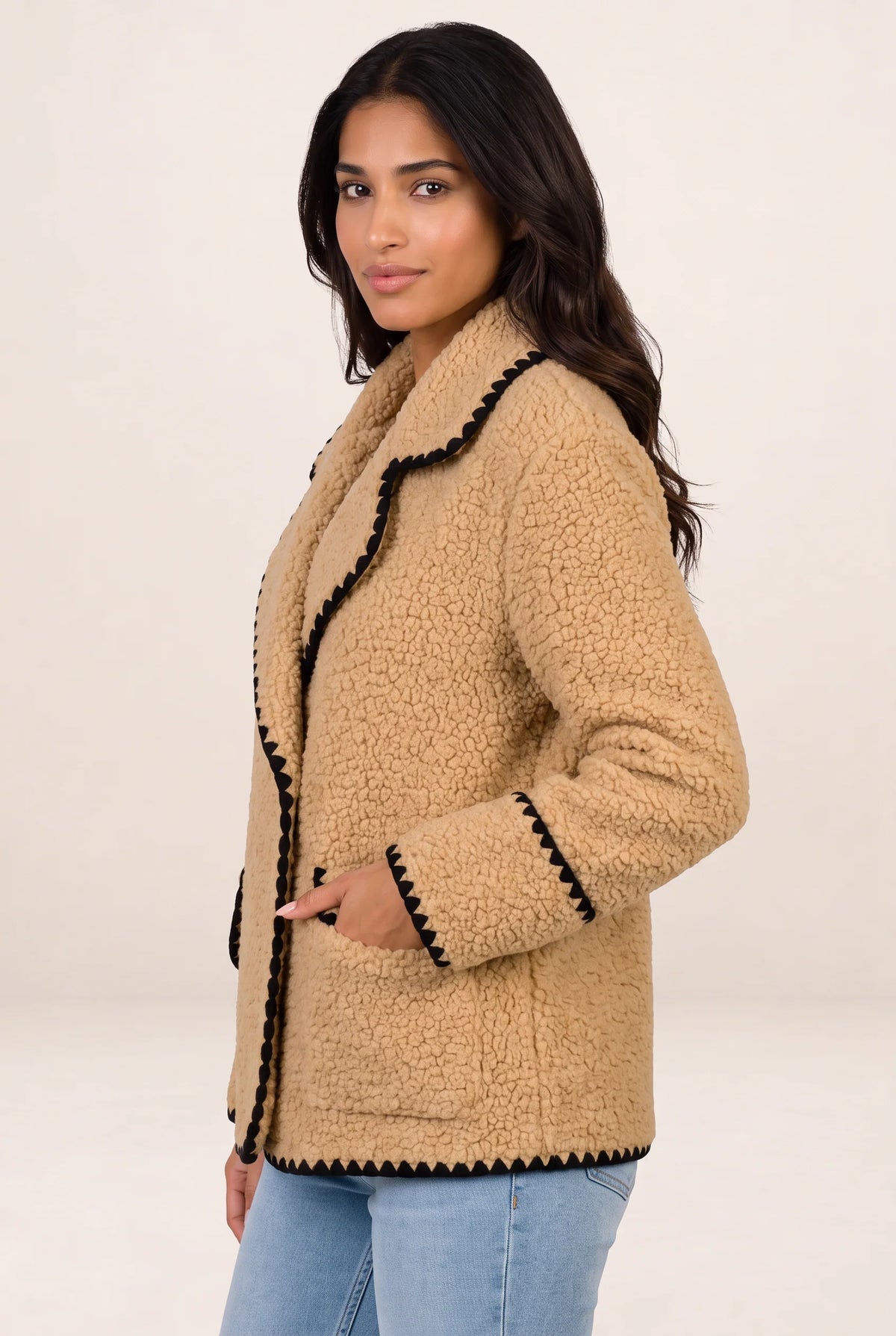 Women's Teddy Fleece  Jacket with Button Front