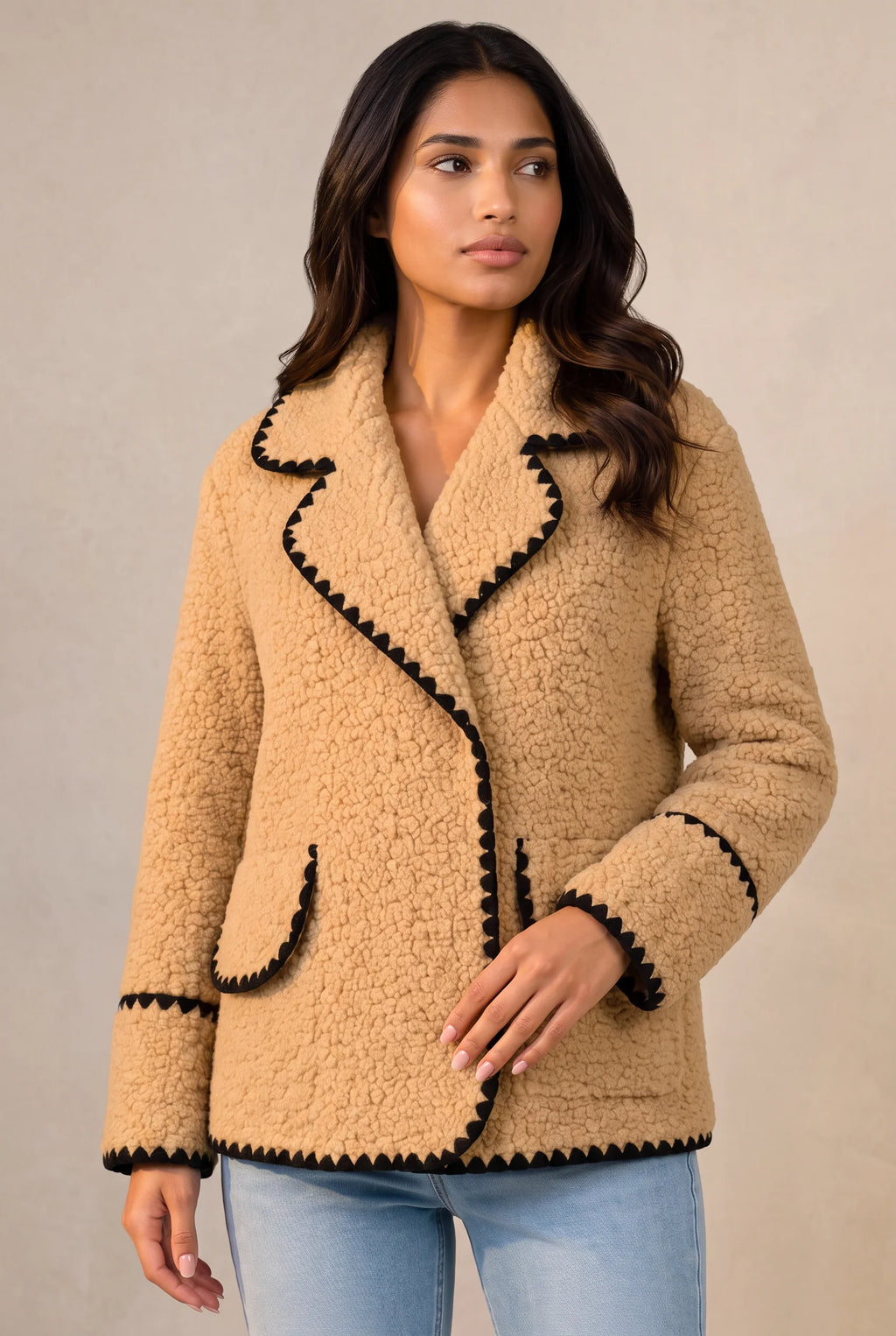 Women's Teddy Fleece  Jacket with Button Front